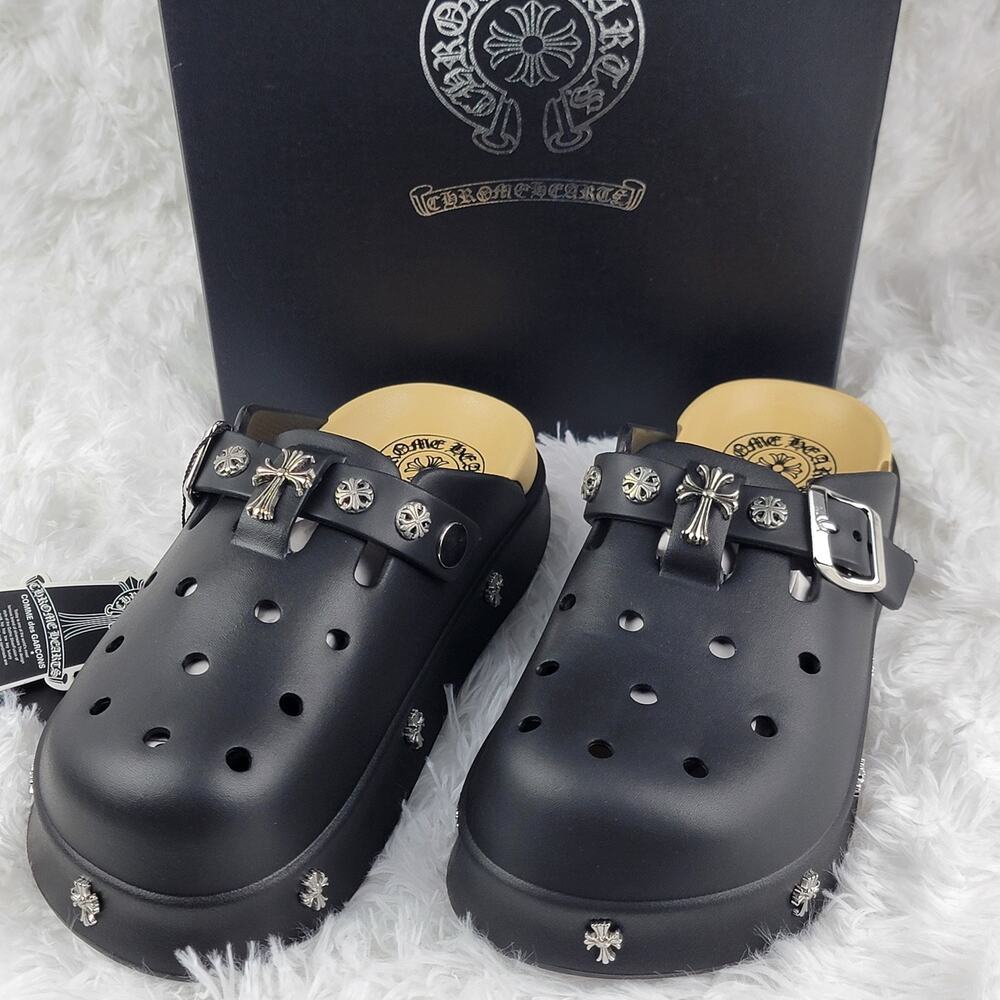 Chrome Hearts Platform Clog 39 40 Black Heavy Metal Hardware Slides Sandals NIB